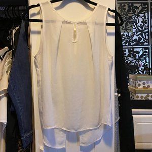 Estam White Open Back Tank Top Blouse - (L)